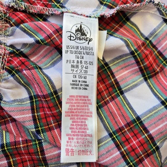 Disney Parks Girls Minnie Mouse Holiday Plaid Nightgown Pajamas Size 5/6 - Picture 5 of 9